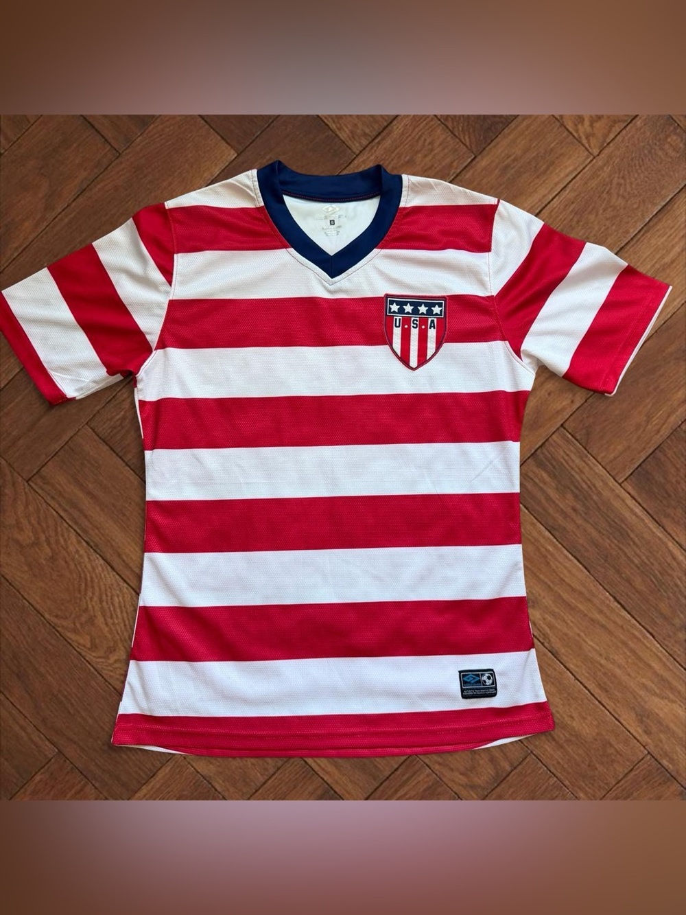 Umbro USMNT Red White Striped USA Soccer Jersey Mens Size S World League